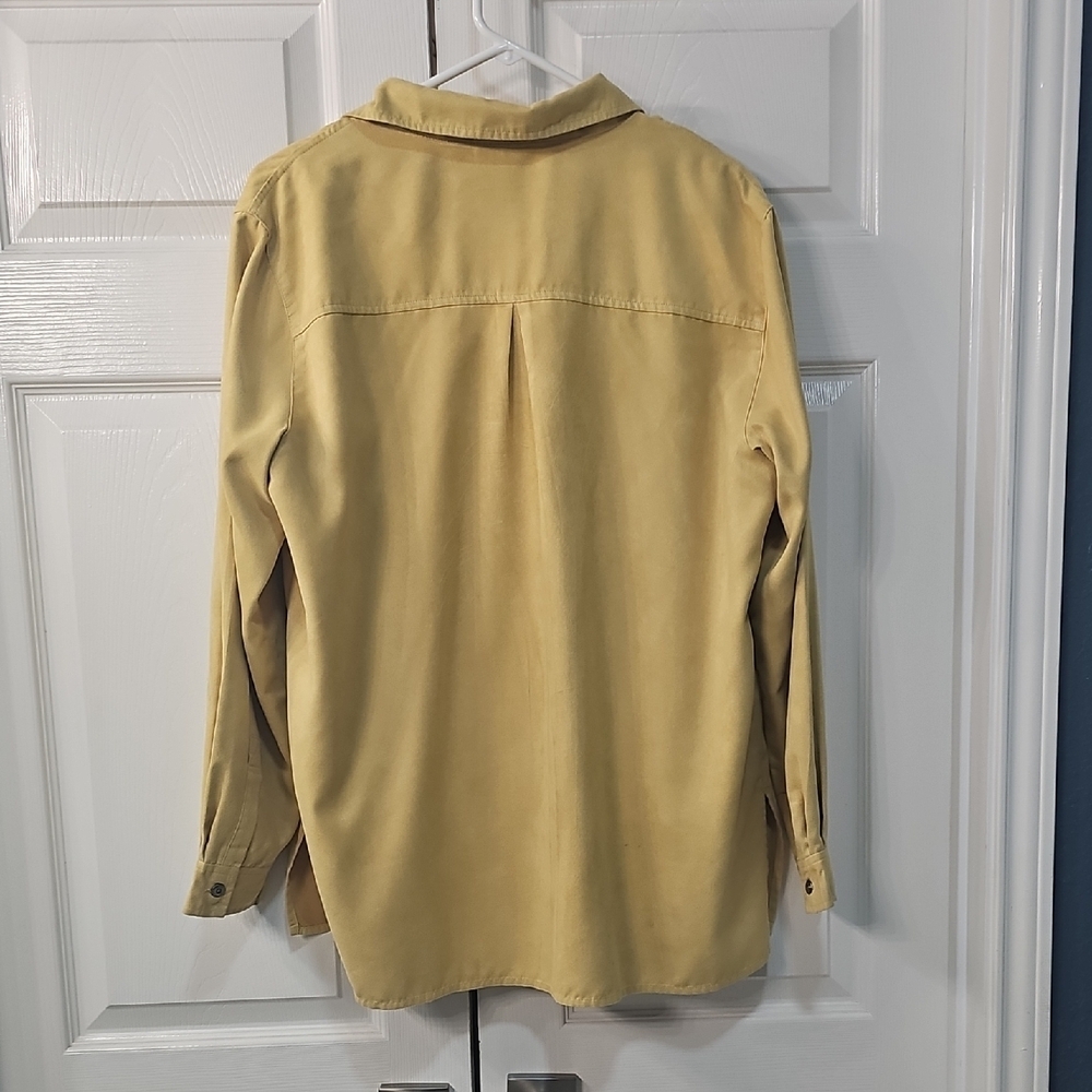 Vintage Chicos 2 Piece Suede Tank and Button-Up Blouse Size 2 Yellow - Picture 3 of 13